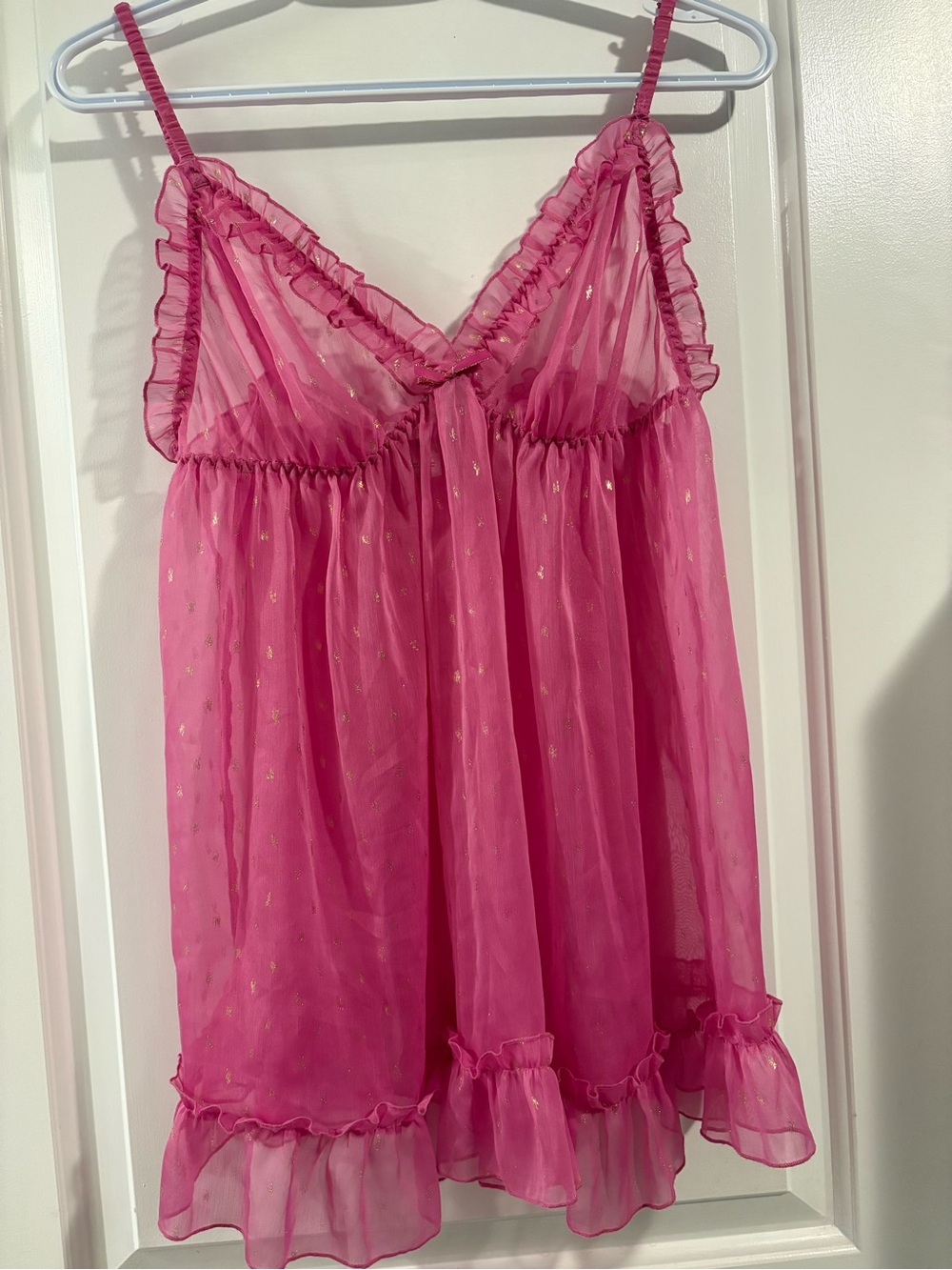 Victorias Secret Pink Ruffle Sheer Babydoll Chemise